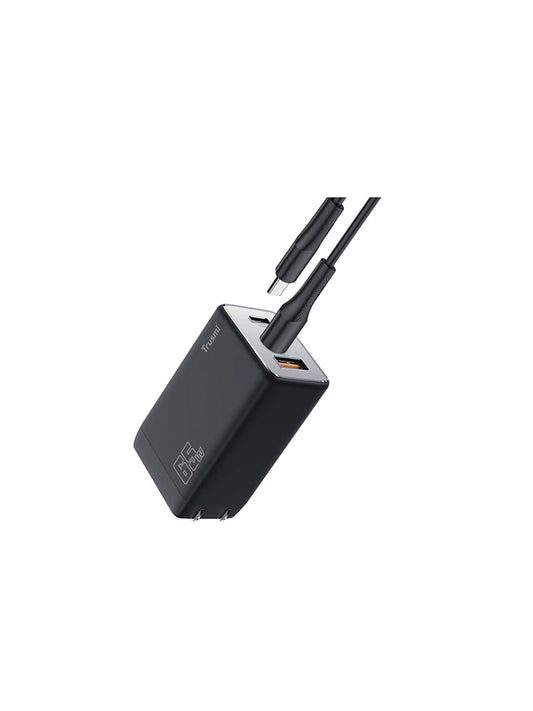 PD65W A+2C Mini Gallium Nitride Fast Charging Charger+C 60W Data Cable (US) Black