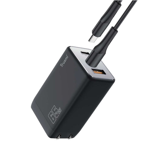 PD65W A+2C Mini Gallium Nitride Fast Charging Charger+C 60W Data Cable (US) Black