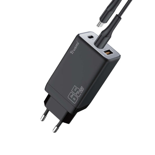 PD65W A+2C Mini Gallium Nitride Fast Charging Charger+C 60W Data Cable (EU) Black