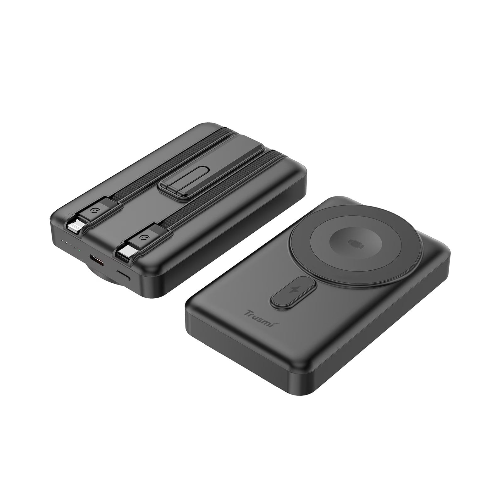 Trusmi 15W Magnetic Wireless Power Bank with C+L Cable Kickstand 10000 mAh Metallic Grey