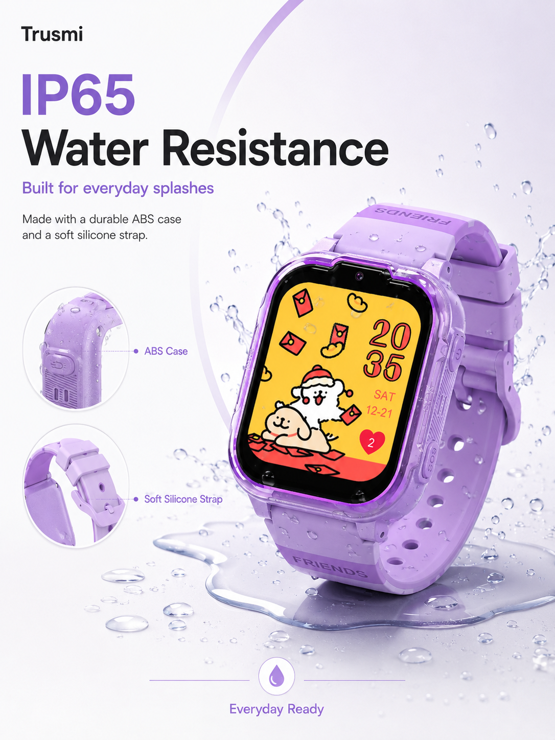 Trusmi Trusmi Kids Smart Watch – 1.83" Display, IP65 Water Resistant, 700mAh Battery, SeTracker2 App