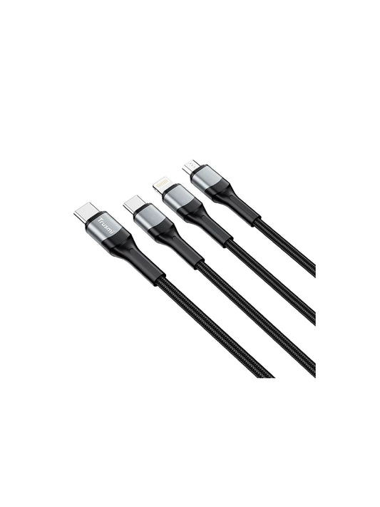 66W 3 in 1 C TO C/L/M 66W Braided Cable Black 1.2M