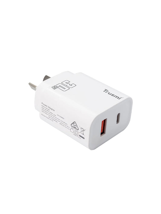 PD30W A+C Dual Port Gallium Nitride Fast Charging Charger (AU) White