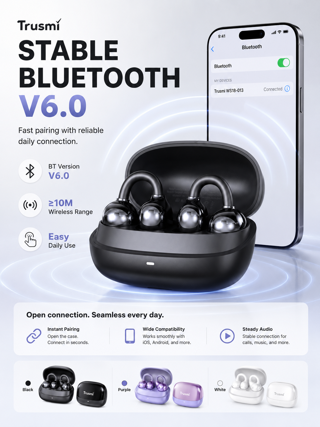 Trusmi Trusmi WS18-013 Open-Ear Clip-On Wireless Earbuds